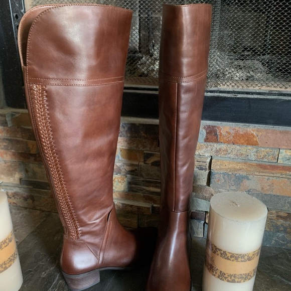 Vince Camuto Russet Tie Dye Leather Riding Boots - Picture 3 of 4